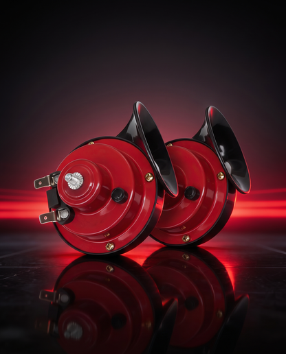 Dos bocinas caracol 12 V rojas con negro