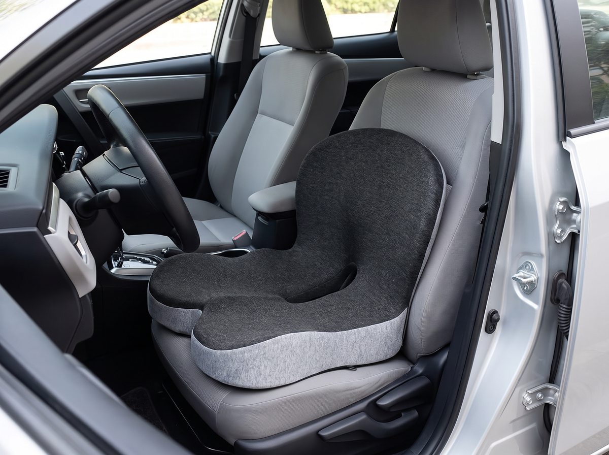 Cojín lumbar ergonómico puesto en el asiento del conductor