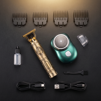 Contenido de la caja: patillera, Mini Shaver, 4 peines, aceite, cables y cepillo