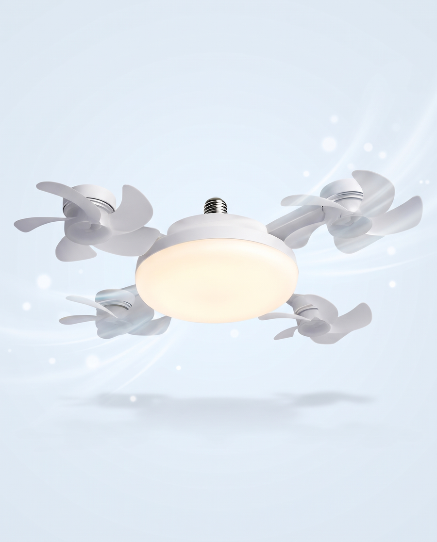 Ventilador de techo con luz LED de 4 hélices